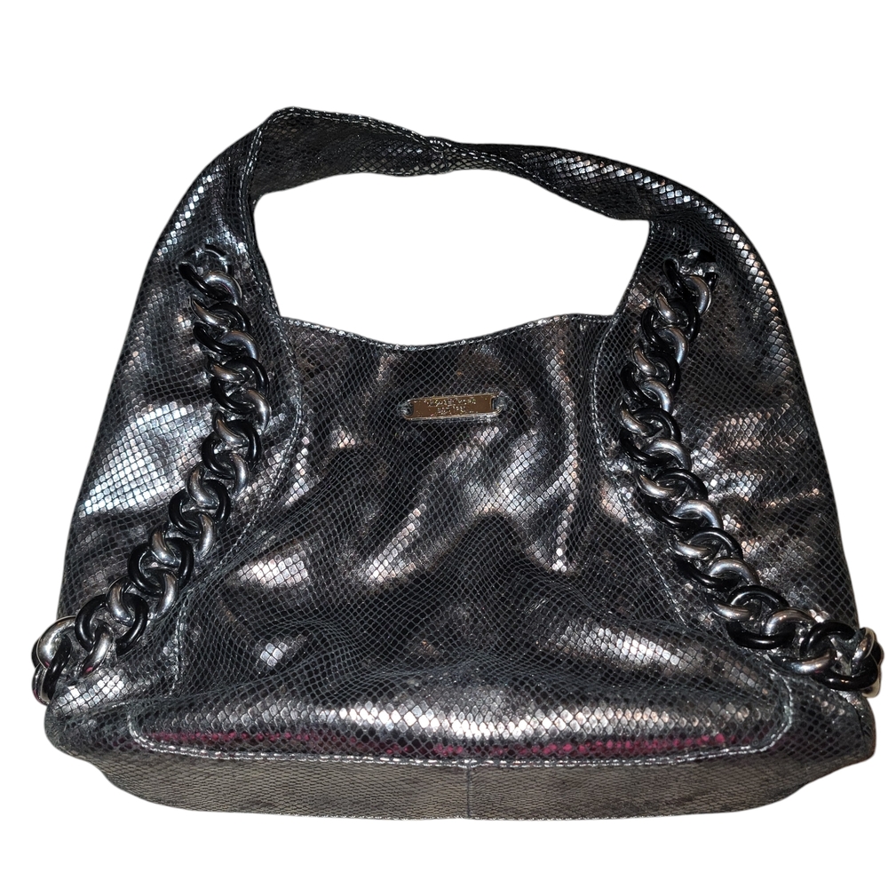 Michael Kors ID Silver Metallica Python Shoulder Bag